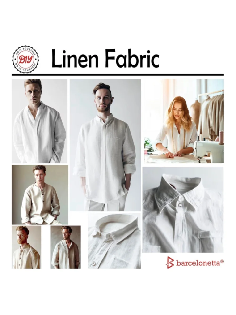 NEW Barcelonetta Linen Fabric Natural Cloth Embroidery Sewing 55